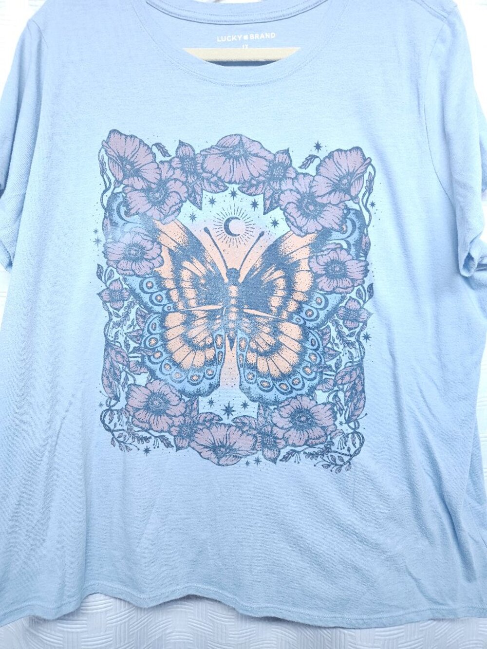 Lucky Butterfly Tshirt, wedge blue, size 1X